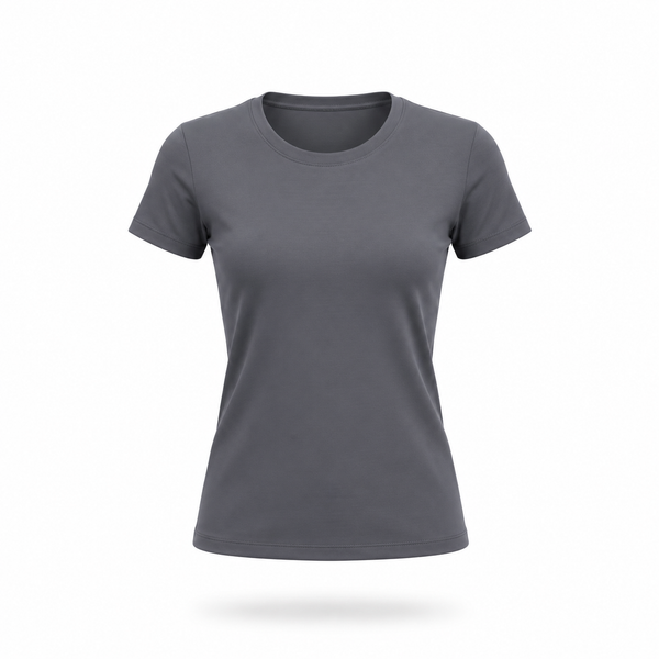 Grey - Form Fitted Baby Tee - Round Neck