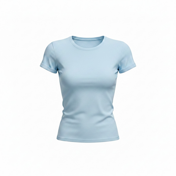 Baby Blue - Form Fitted Baby Tee - Round Neck