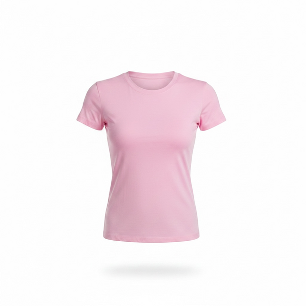 Pink - Form Fitted Baby Tee - Round Neck