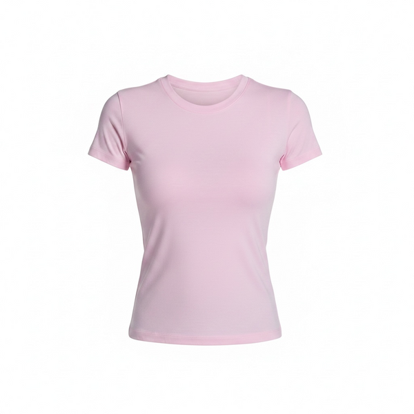 Light Pink - Form Fitted Baby Tee - Round Neck