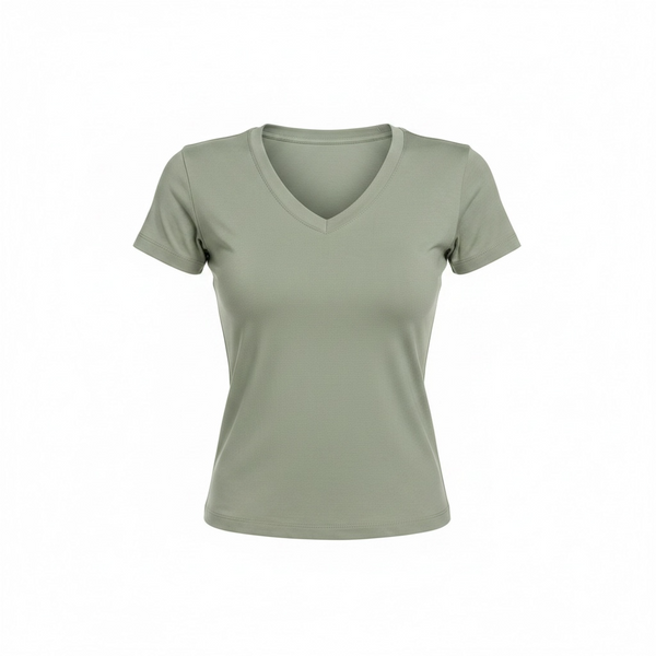 V-Neck - Olive - Form Fitted Baby Tee