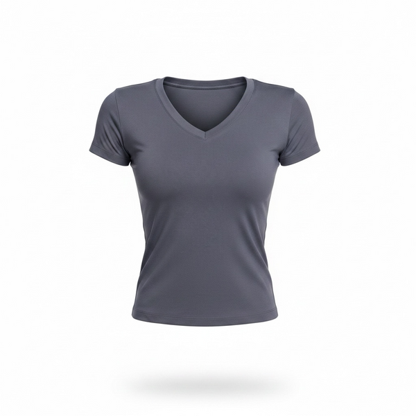 V-Neck - Grey - Form Fitted Baby Tee