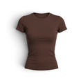 Brown - Form Fitted Baby Tee - Round Neck