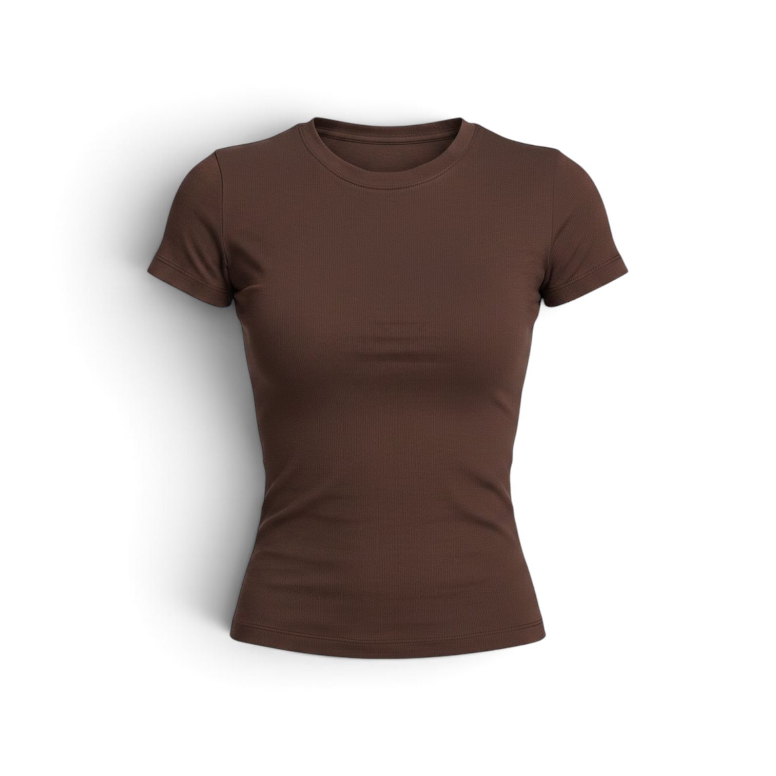 Brown - Form Fitted Baby Tee - Round Neck